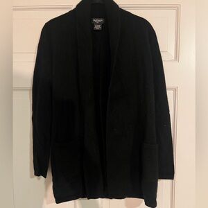 100p cashmere Black Open Front Cardigan